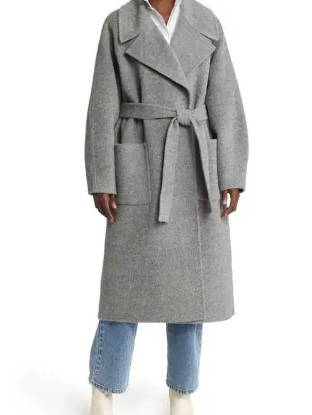 Oversized Belted Wool-Blend Coat